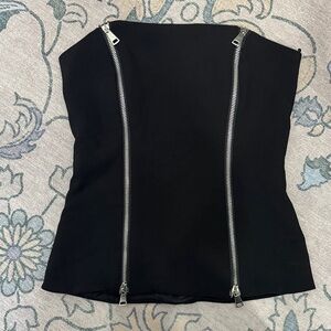 Zara Black Strapless Top with Silver Zippers